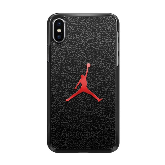 Jordan Logo 004 iPhone Xs Case-Rubber / Black (2D Case)-Xtracase