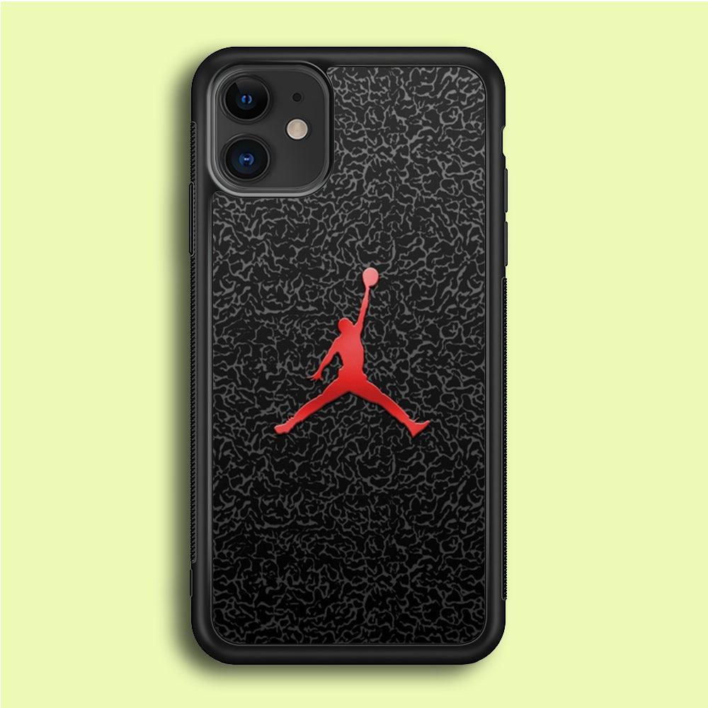 Jordan Logo 004 iPhone 12 Case-Rubber / Black (2D Case)-Xtracase