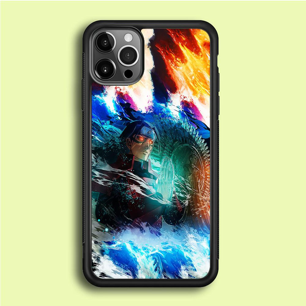 Jutsu Madara Uchiha iPhone 12 Pro Max Case-Rubber / Black (2D Case)-Xtracase