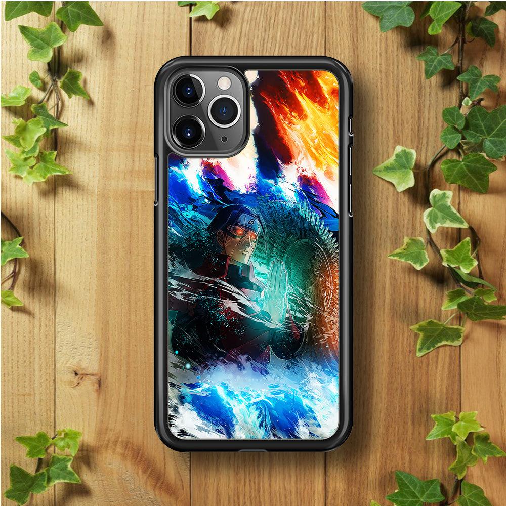 Jutsu Madara Uchiha iPhone 11 Pro Max Case-Rubber / Black (2D Case)-Xtracase