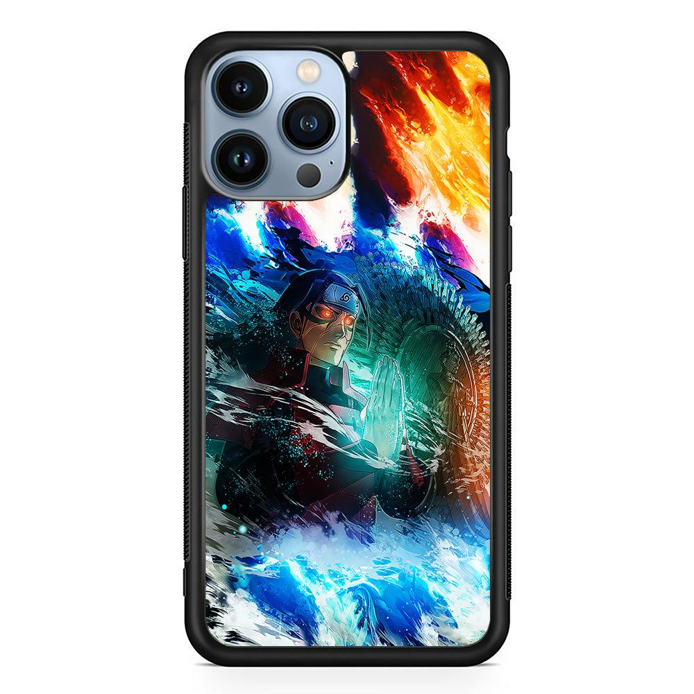 Jutsu Madara Uchiha iPhone 13 Pro Case-Rubber / Black (2D Case)-Xtracase