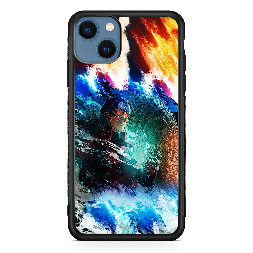 Jutsu Madara Uchiha iPhone 13 Mini Case-Rubber / Black (2D Case)-Xtracase