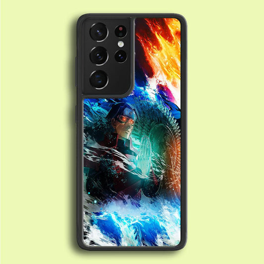 Jutsu Madara Uchiha Samsung Galaxy S21 Ultra Case-Rubber / White (2D Case)-Xtracase