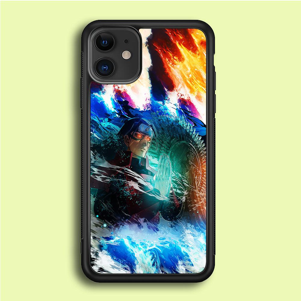 Jutsu Madara Uchiha iPhone 12 Case-Rubber / Black (2D Case)-Xtracase