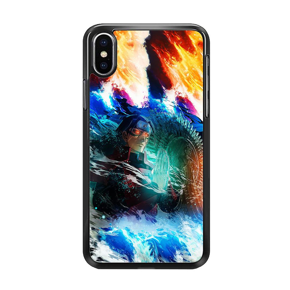 Jutsu Madara Uchiha iPhone Xs Case-Rubber / Black (2D Case)-Xtracase
