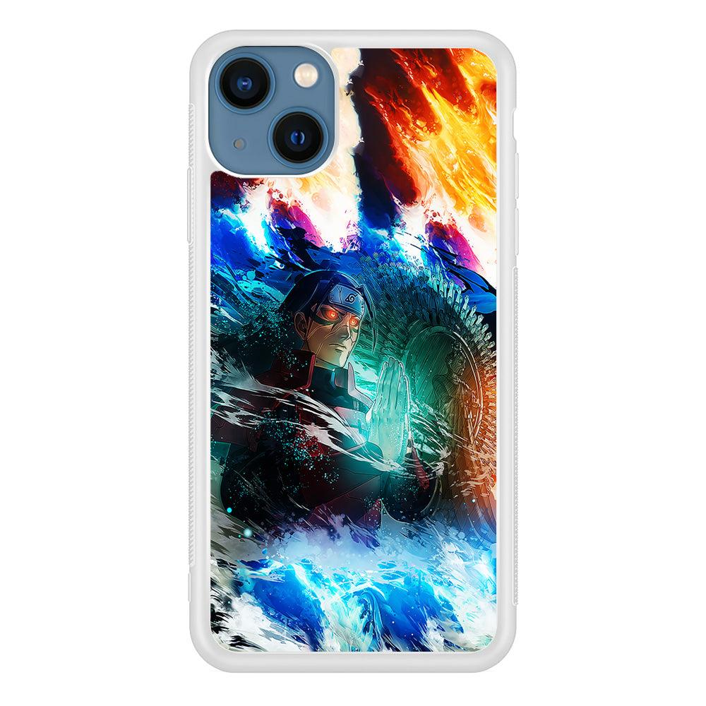 Jutsu Madara Uchiha iPhone 13 Mini Case-Rubber / White (2D Case)-Xtracase