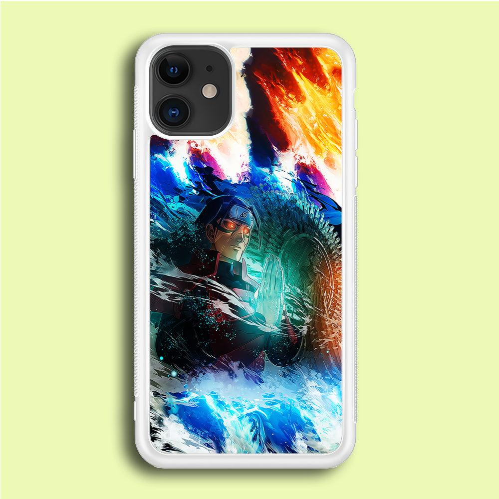 Jutsu Madara Uchiha iPhone 12 Case-Rubber / White (2D Case)-Xtracase