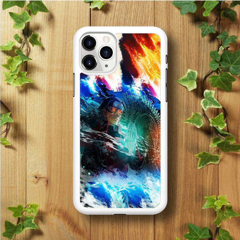 Jutsu Madara Uchiha iPhone 11 Pro Max Case-Rubber / White (2D Case)-Xtracase