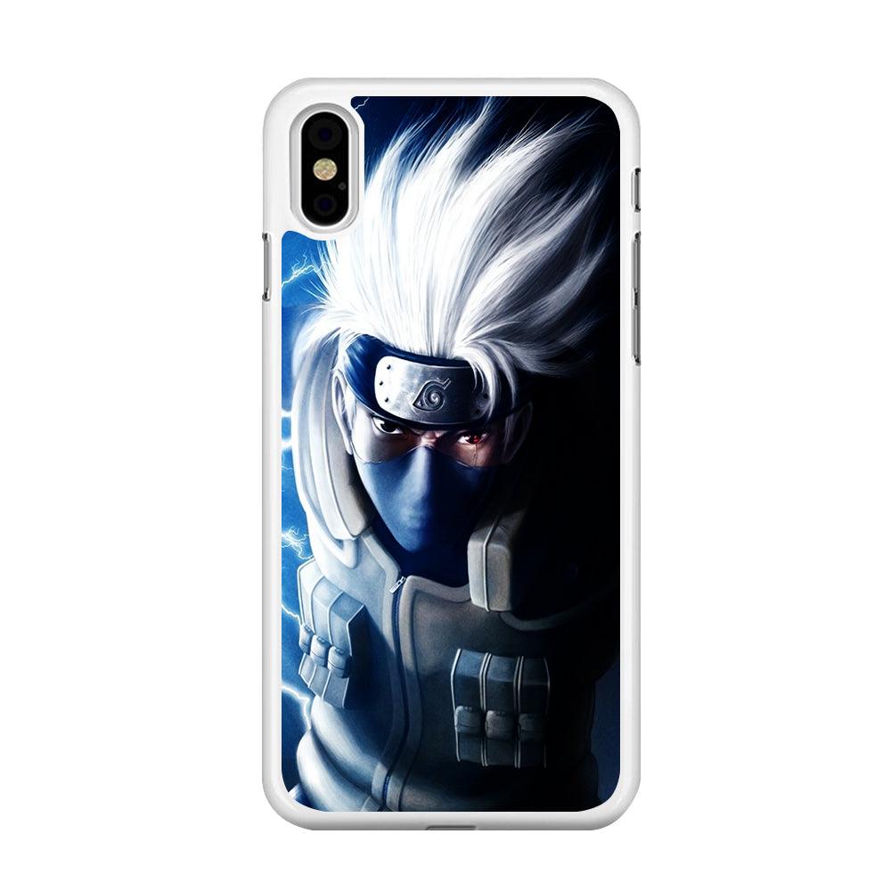 Kakashi Hatake Chidori iPhone Xs Case-Rubber / White (2D Case)-Xtracase