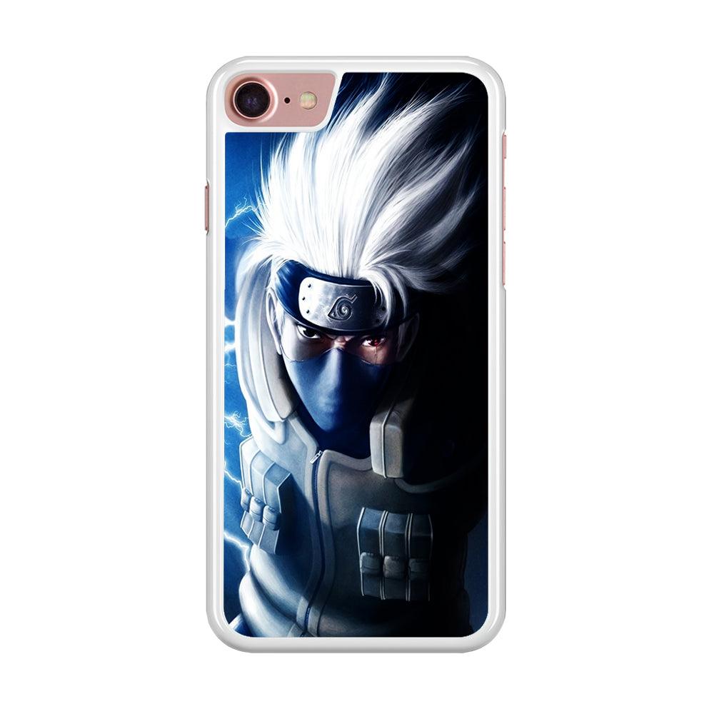 Kakashi Hatake Chidori iPhone SE 2020 Case-Rubber / White (2D Case)-Xtracase