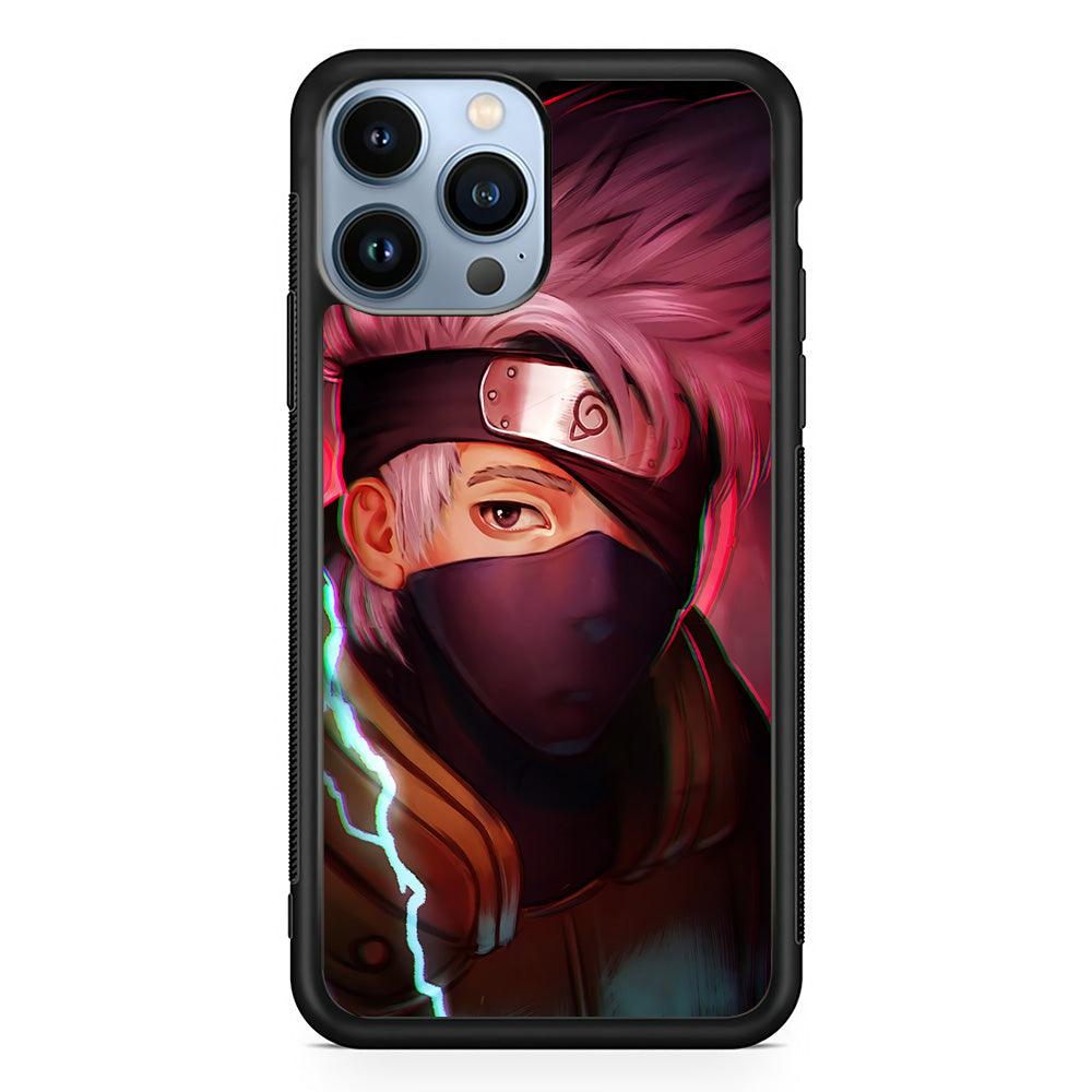 Kakashi Hatake Face iPhone 13 Pro Case-Rubber / Black (2D Case)-Xtracase