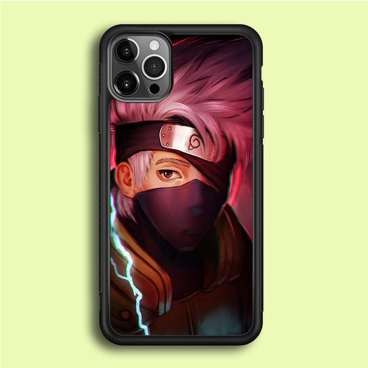Kakashi Hatake Face iPhone 12 Pro Case-Rubber / Black (2D Case)-Xtracase