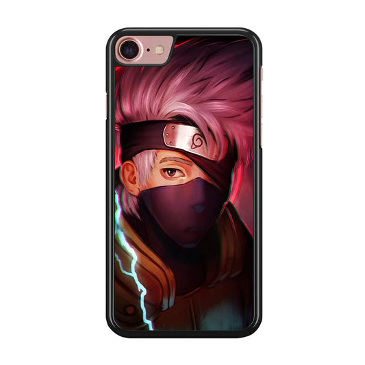 Kakashi Hatake Face iPhone SE 2020 Case-Rubber / Black (2D Case)-Xtracase