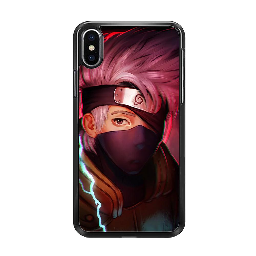 Kakashi Hatake Face iPhone Xs Case-Rubber / Black (2D Case)-Xtracase