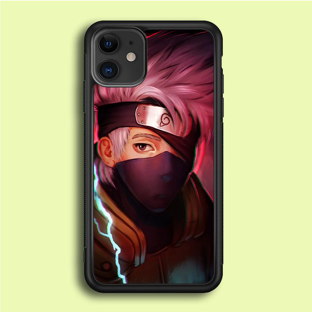 Kakashi Hatake Face iPhone 12 Case-Rubber / Black (2D Case)-Xtracase