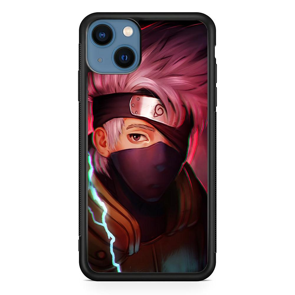 Kakashi Hatake Face iPhone 13 Mini Case-Rubber / Black (2D Case)-Xtracase