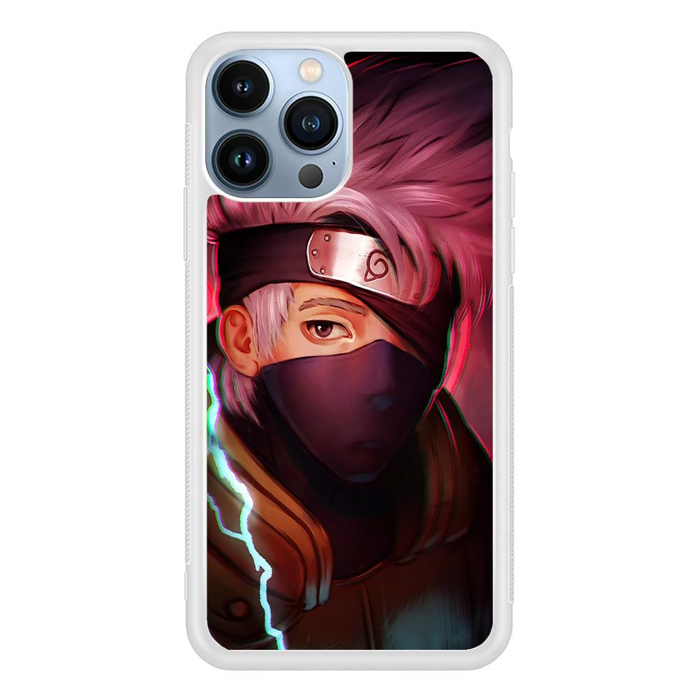 Kakashi Hatake Face iPhone 13 Pro Case-Rubber / White (2D Case)-Xtracase