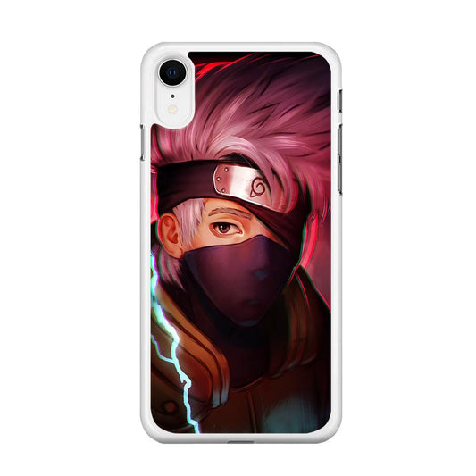 Kakashi Hatake Face iPhone XR Case-Rubber / White (2D Case)-Xtracase