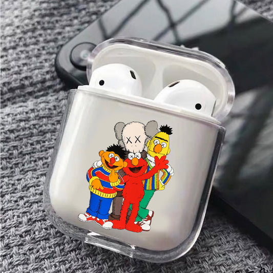 Kaws X Sesame Street Family Collab Hard Plastic Protective Clear Case Cover For Apple Airpods