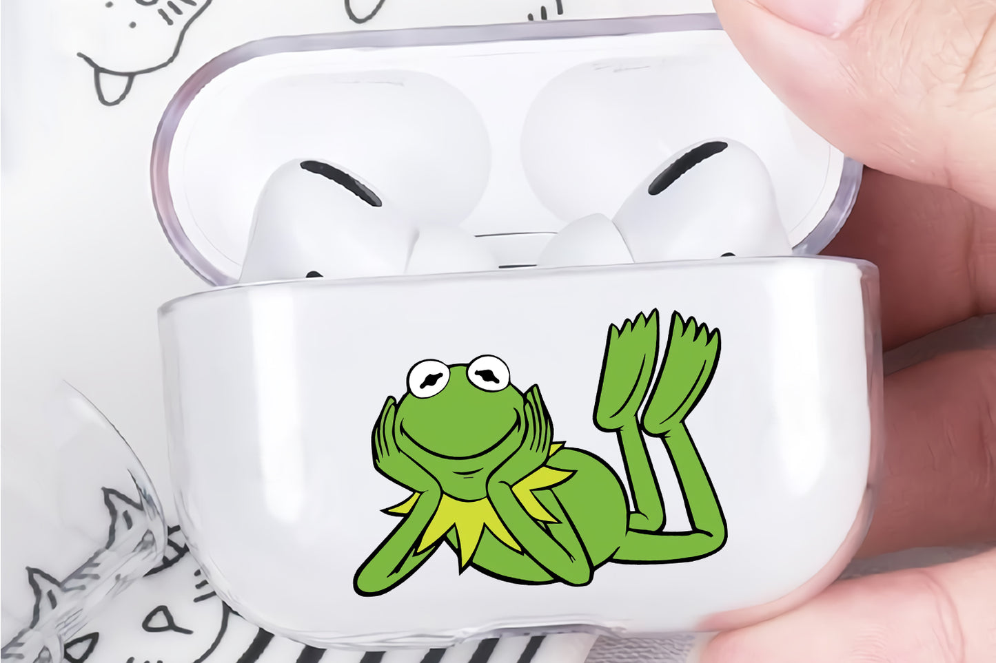 Kermit The Frog Hard Plastic Protective Clear Case Cover For Apple Airpod Pro