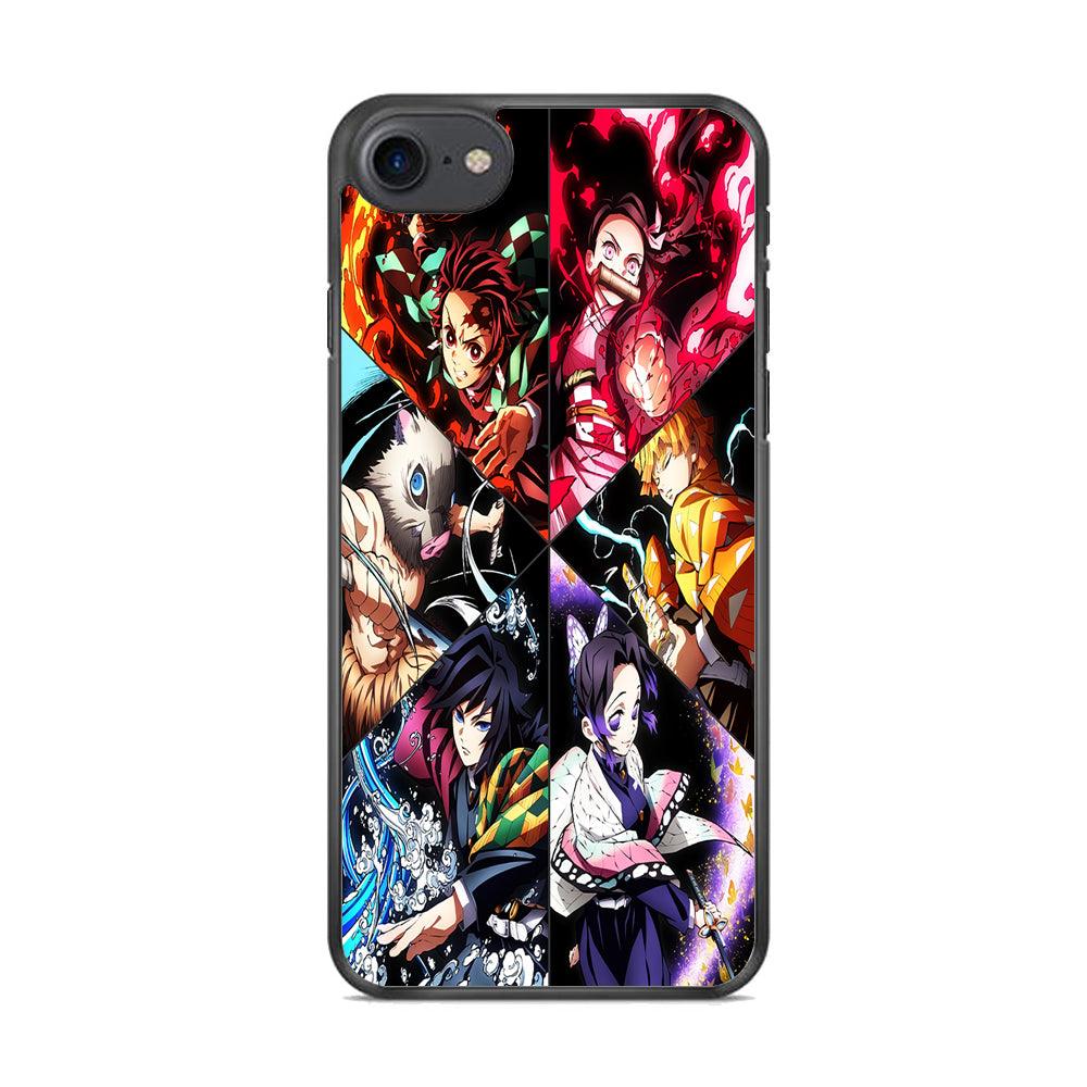 Kimetsu no Yaiba Character iPhone 7 Case-Rubber / Black (2D Case)-Xtracase