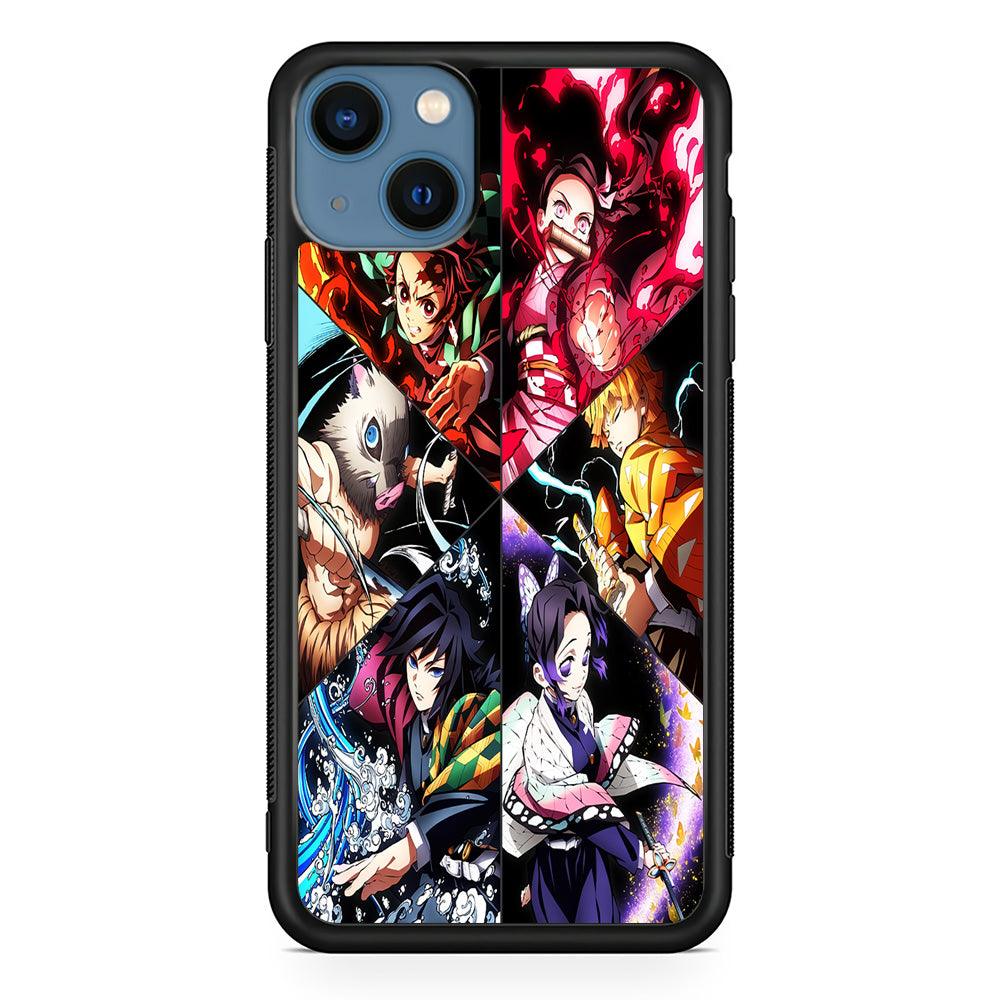 Kimetsu no Yaiba Character iPhone 13 Mini Case-Rubber / Black (2D Case)-Xtracase