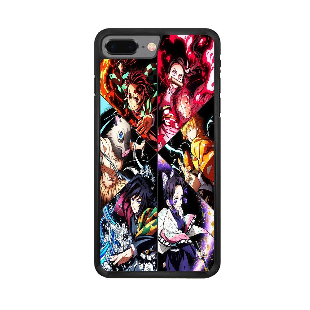 Kimetsu no Yaiba Character iPhone 8 Plus Case-Rubber / Black (2D Case)-Xtracase