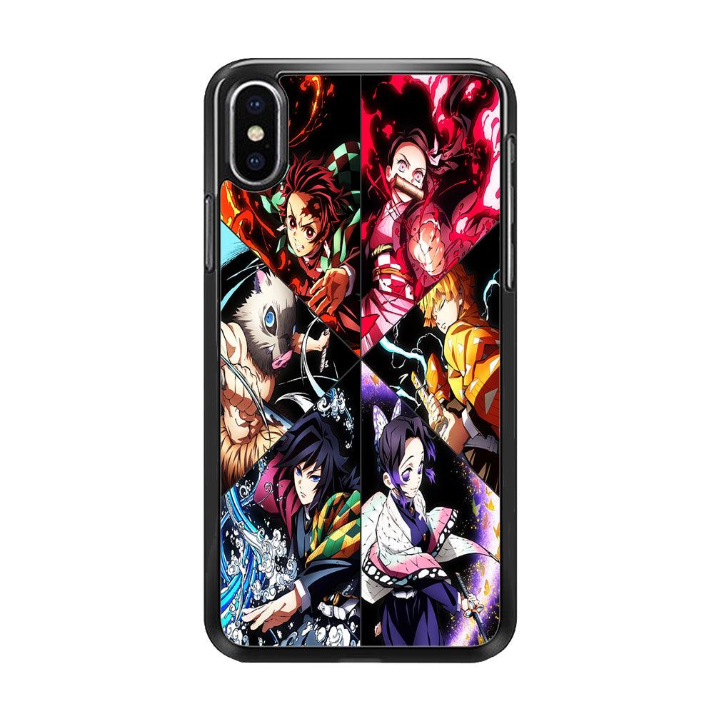 Kimetsu no Yaiba Character iPhone Xs Case-Rubber / Black (2D Case)-Xtracase