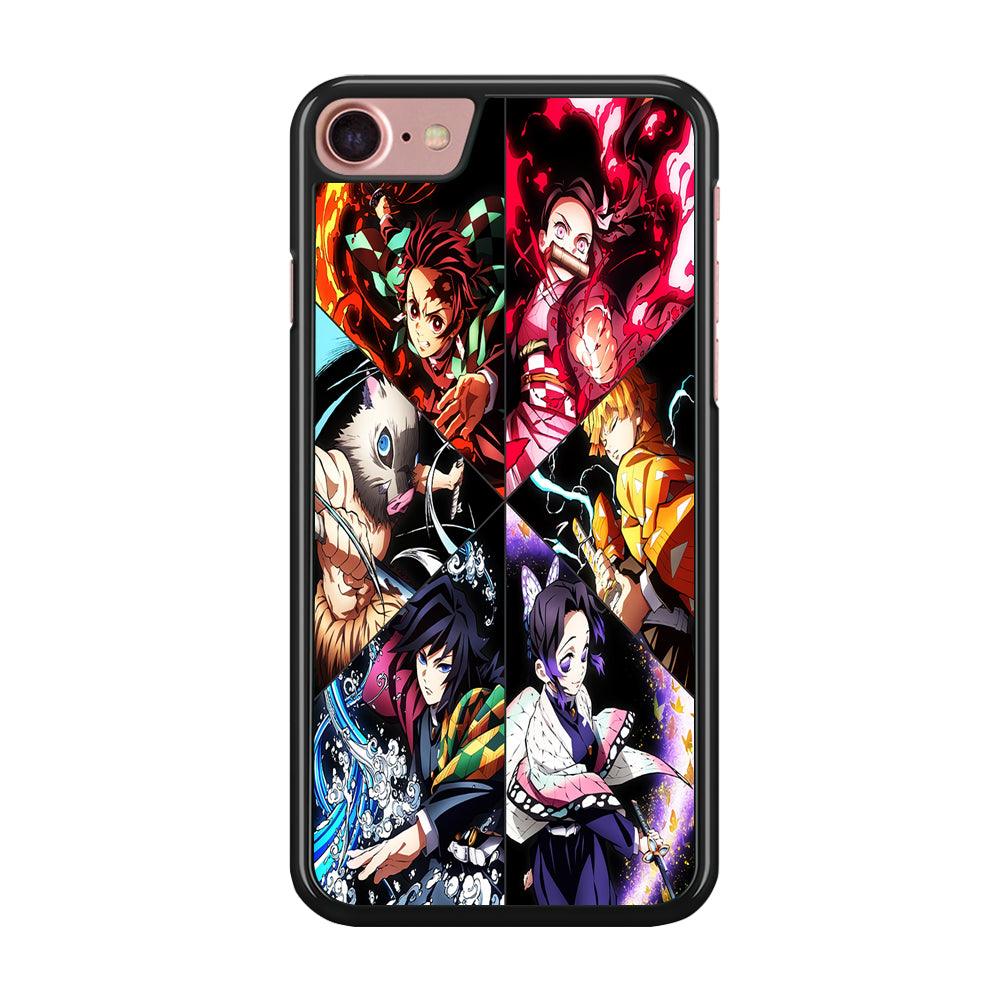 Kimetsu no Yaiba Character iPhone SE 2020 Case-Rubber / Black (2D Case)-Xtracase