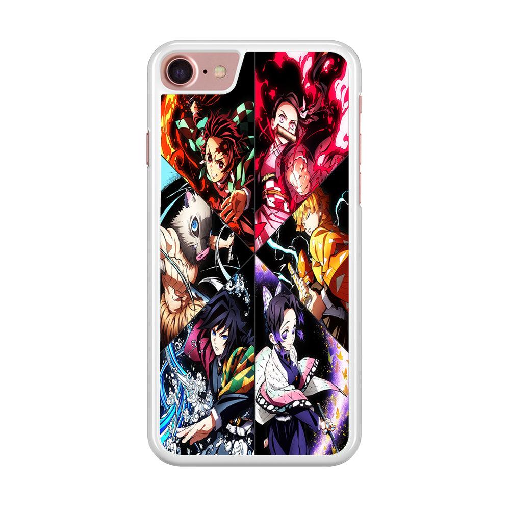 Kimetsu no Yaiba Character iPhone SE 2020 Case-Rubber / White (2D Case)-Xtracase