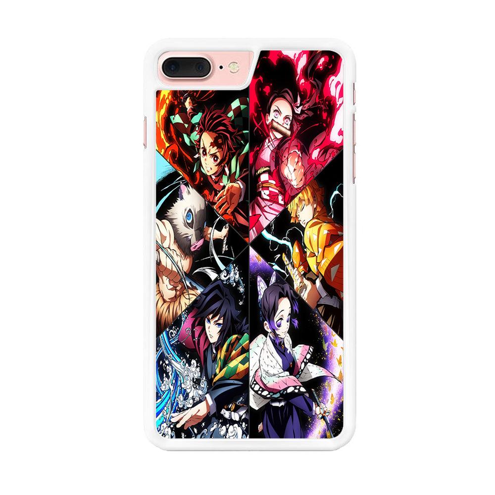 Kimetsu no Yaiba Character iPhone 7 Plus Case-Rubber / White (2D Case)-Xtracase