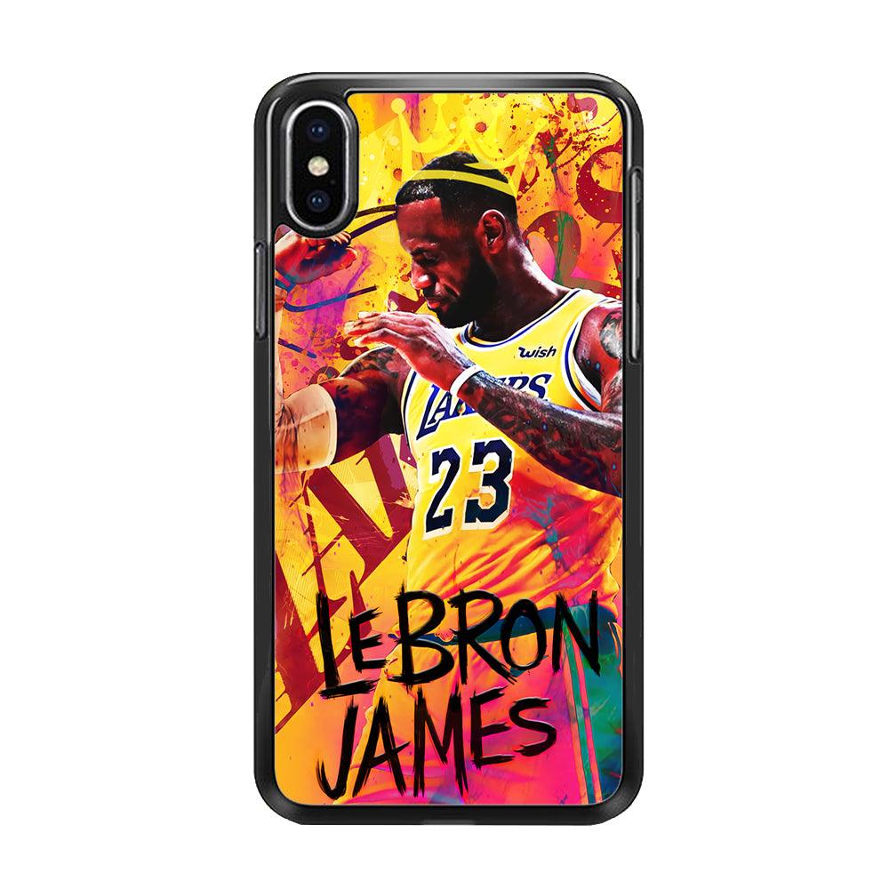 King James Lakers iPhone Xs Case-Rubber / Black (2D Case)-Xtracase