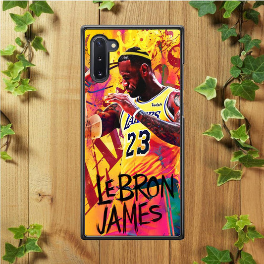 King James Lakers Samsung Galaxy Note 10 Case-Rubber / Black (2D Case)-Xtracase