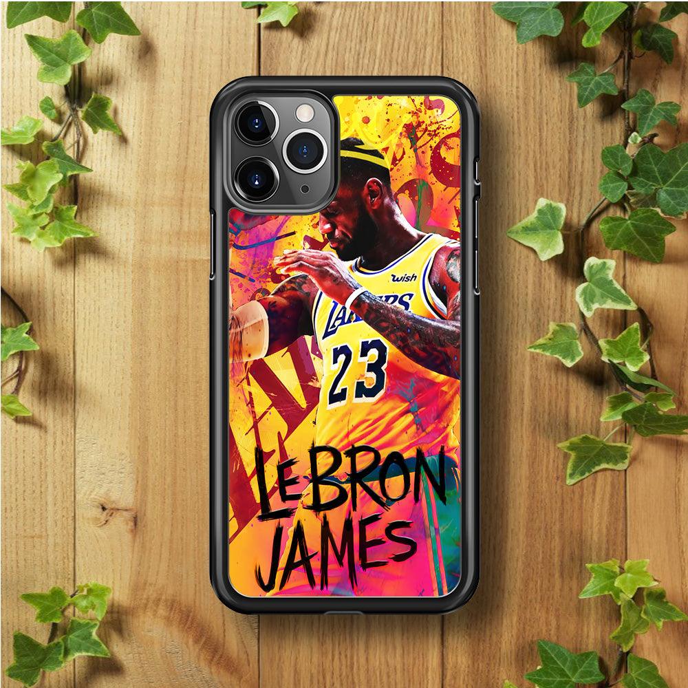 King James Lakers iPhone 11 Pro Max Case-Rubber / Black (2D Case)-Xtracase