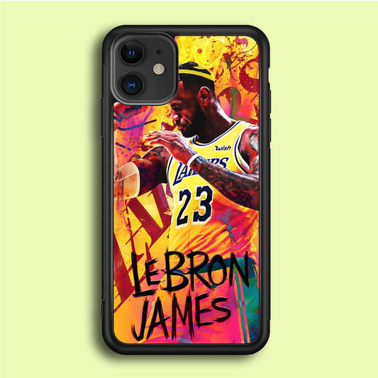 King James Lakers iPhone 12 Mini Case-Rubber / Black (2D Case)-Xtracase