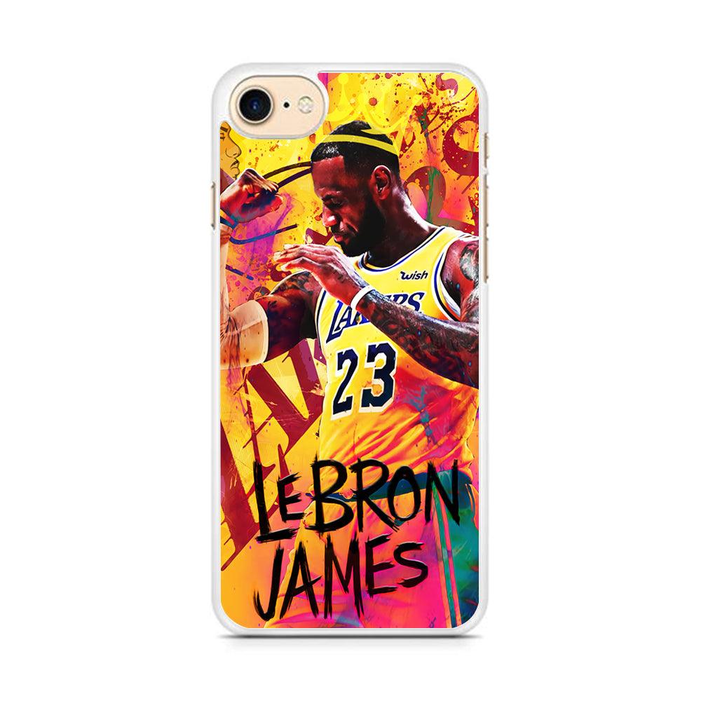 King James Lakers iPhone 8 Case-Rubber / White (2D Case)-Xtracase