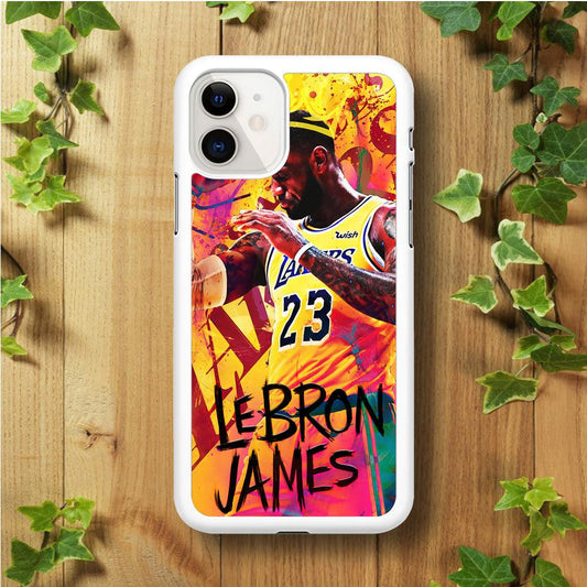 King James Lakers iPhone 11 Case-Rubber / White (2D Case)-Xtracase