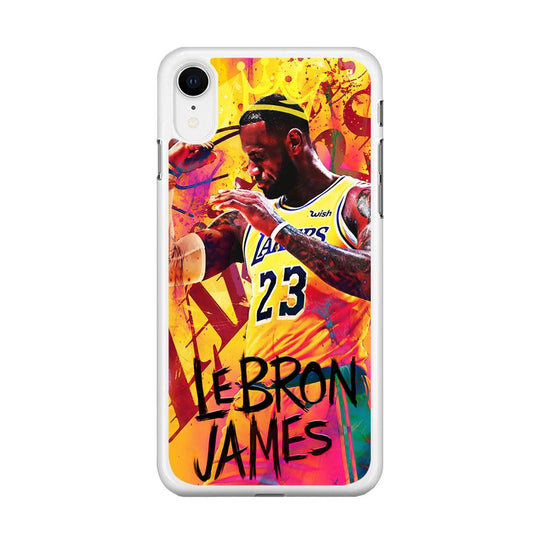 King James Lakers iPhone XR Case-Rubber / White (2D Case)-Xtracase