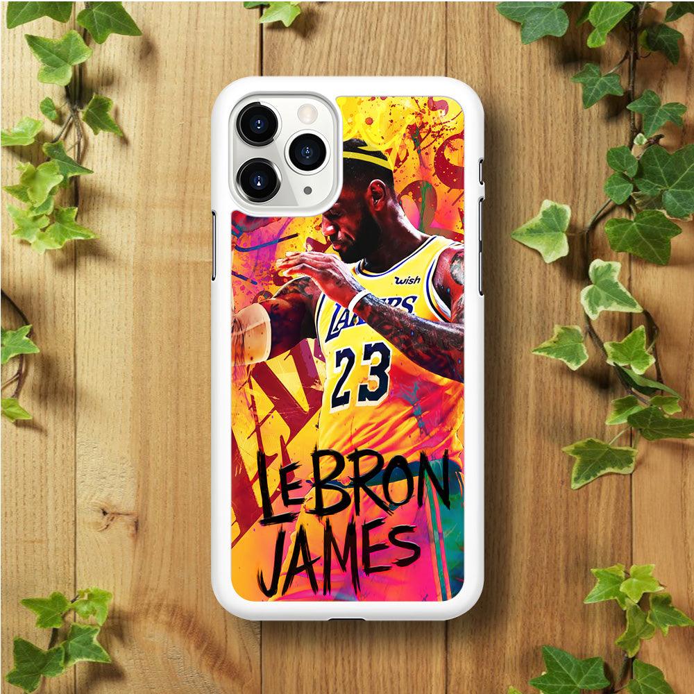 King James Lakers iPhone 11 Pro Max Case-Rubber / White (2D Case)-Xtracase