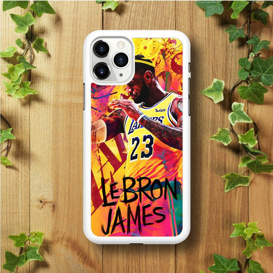 King James Lakers iPhone 11 Pro Max Case-Rubber / White (2D Case)-Xtracase