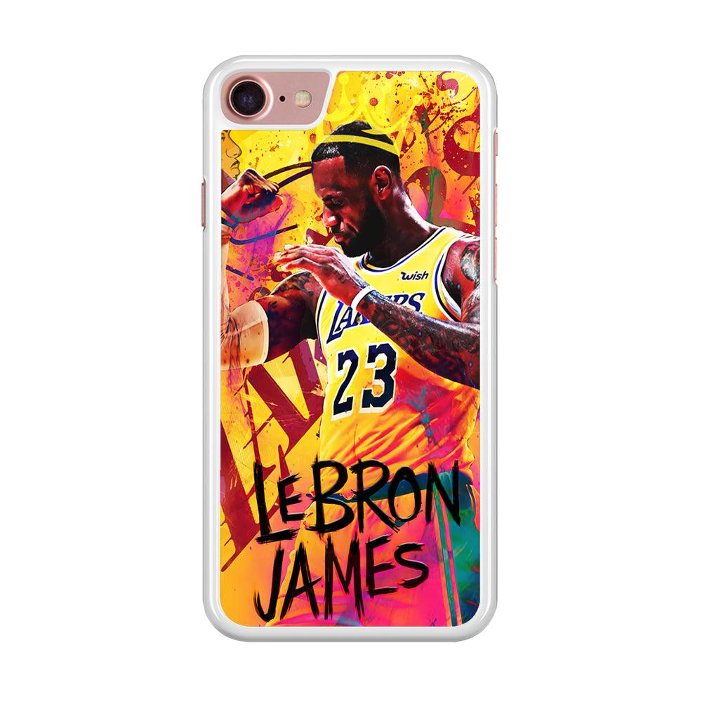King James Lakers iPhone SE 2020 Case-Rubber / White (2D Case)-Xtracase