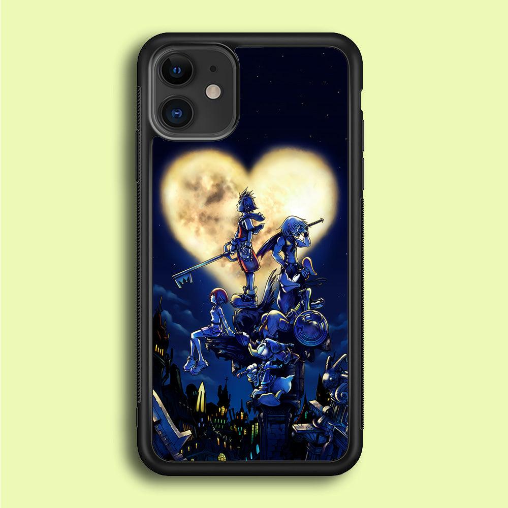 Kingdom Hearts Heart Moon iPhone 12 Case-Rubber / Black (2D Case)-Xtracase
