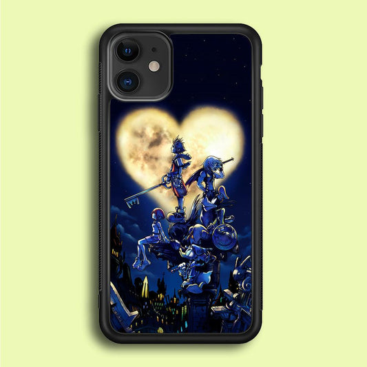 Kingdom Hearts Heart Moon iPhone 12 Case-Rubber / Black (2D Case)-Xtracase