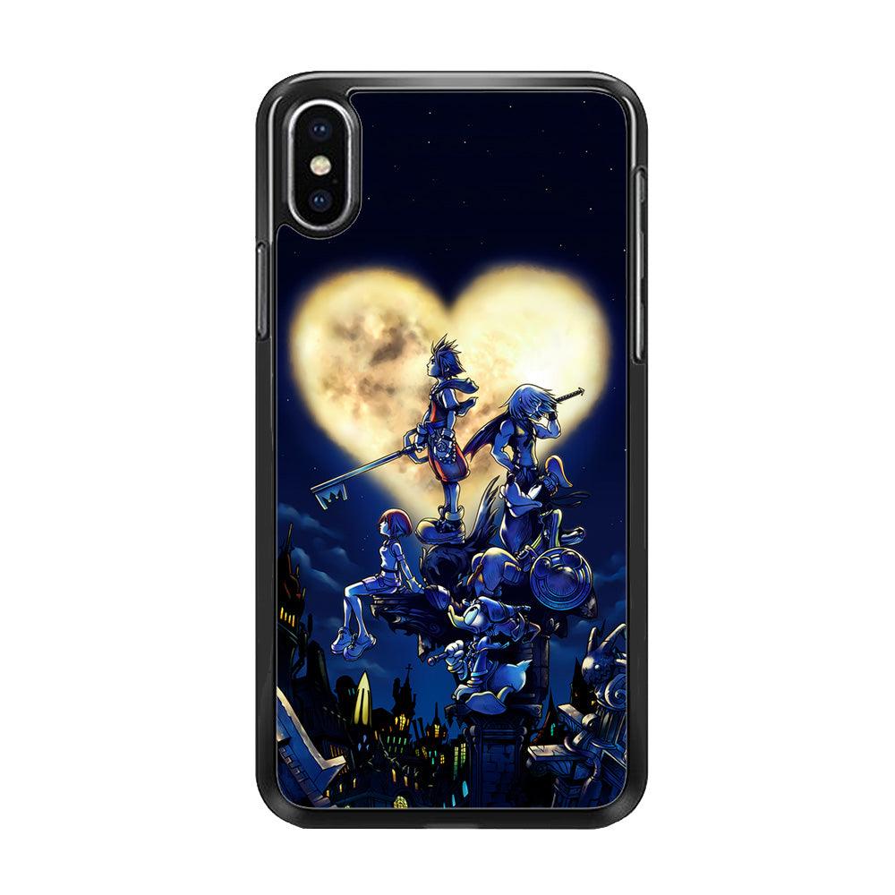 Kingdom Hearts Heart Moon iPhone Xs Case-Rubber / Black (2D Case)-Xtracase