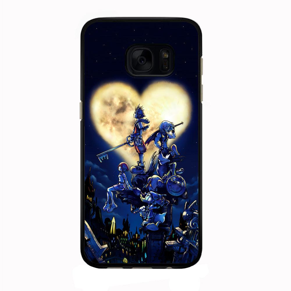 Kingdom Hearts Heart Moon Samsung Galaxy S7 Edge Case-Rubber / Black (2D Case)-Xtracase