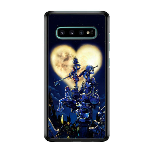 Kingdom Hearts Heart Moon Samsung Galaxy S10 Case-Rubber / Black (2D Case)-Xtracase
