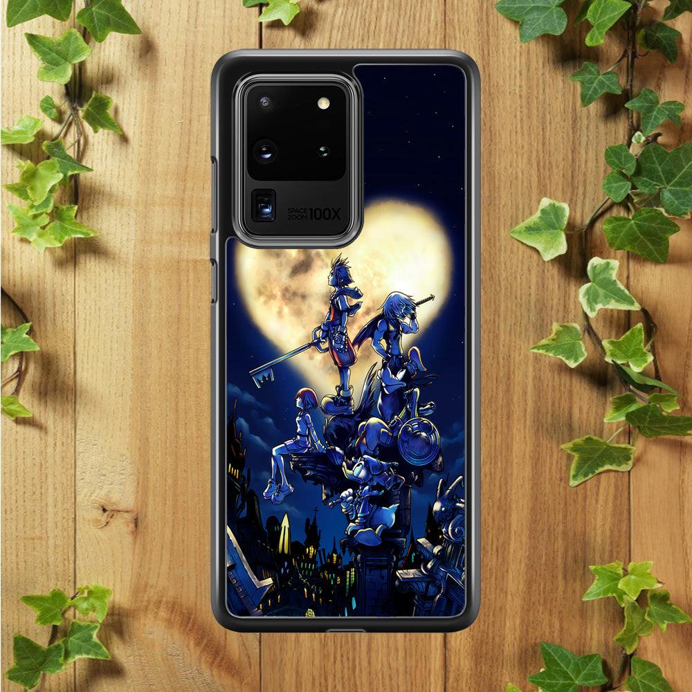 Kingdom Hearts Heart Moon Samsung Galaxy S20 Ultra Case-Rubber / Black (2D Case)-Xtracase