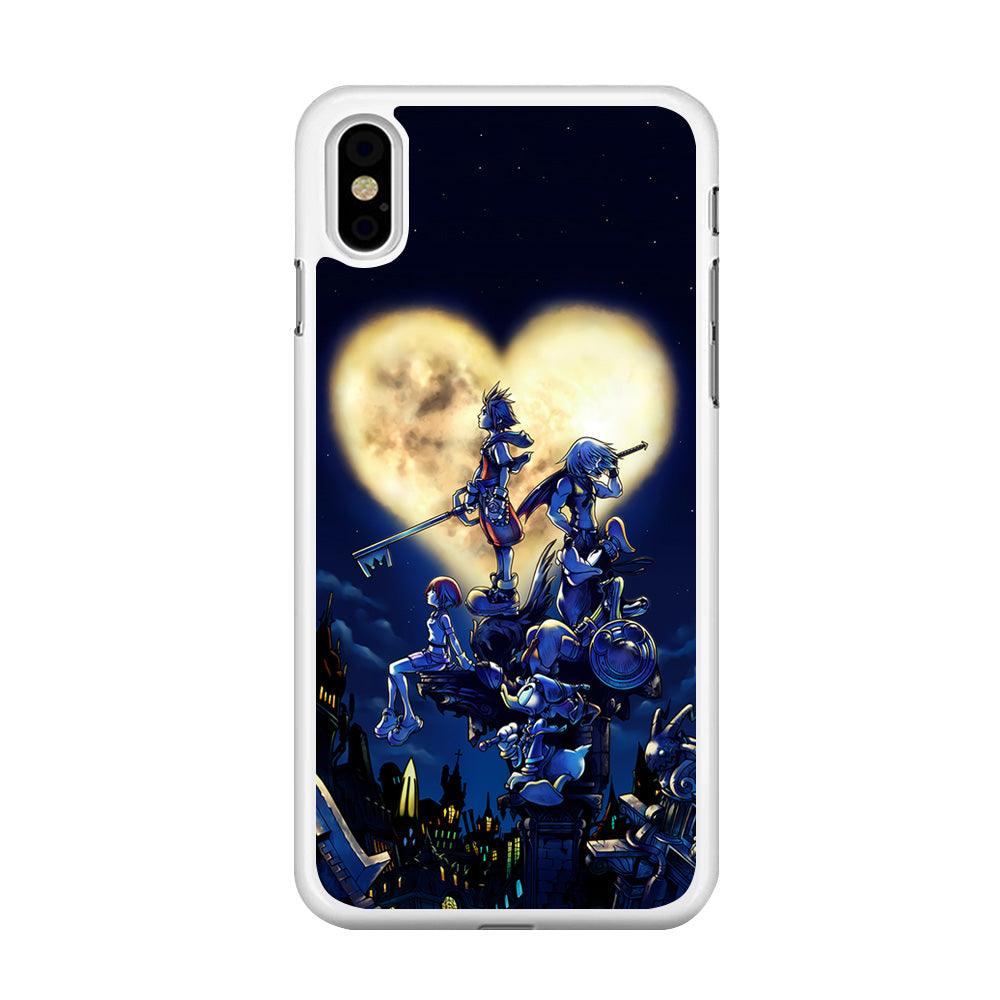 Kingdom Hearts Heart Moon iPhone Xs Max Case-Rubber / White (2D Case)-Xtracase