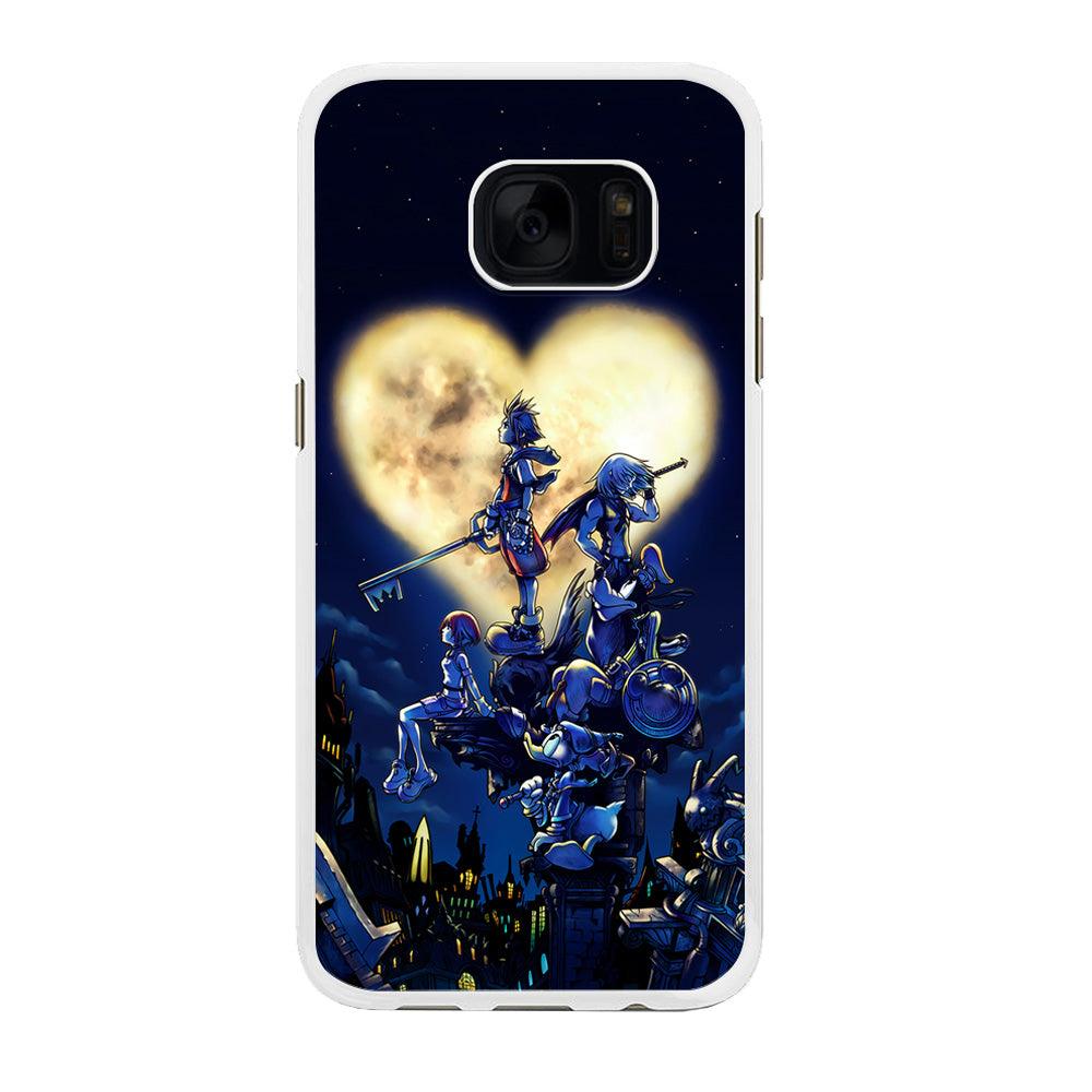 Kingdom Hearts Heart Moon Samsung Galaxy S7 Edge Case-Rubber / White (2D Case)-Xtracase