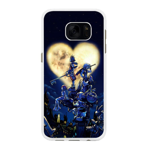 Kingdom Hearts Heart Moon Samsung Galaxy S7 Edge Case-Rubber / White (2D Case)-Xtracase